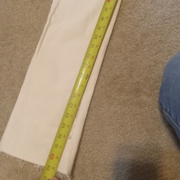 Zara Cream High-rise Jeans Slit Hem Size 6 Stretch Cotton Straight - Picture 8 of 11